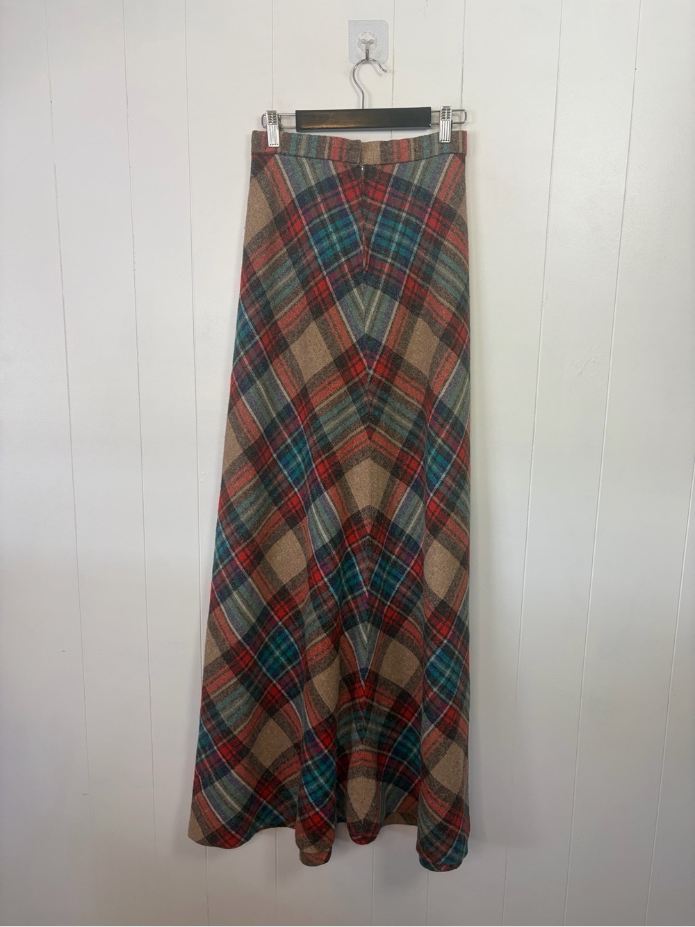 Vintage Wool Plaid Maxi Skirt Size XS Tartan High Rise Cottagecore Academia 70s - Picture 7 of 10